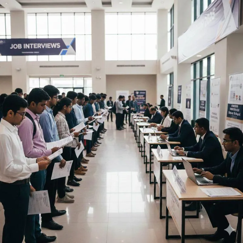 Recruitment team coordinating a bulk hiring drive for multiple positions at an Indian company.